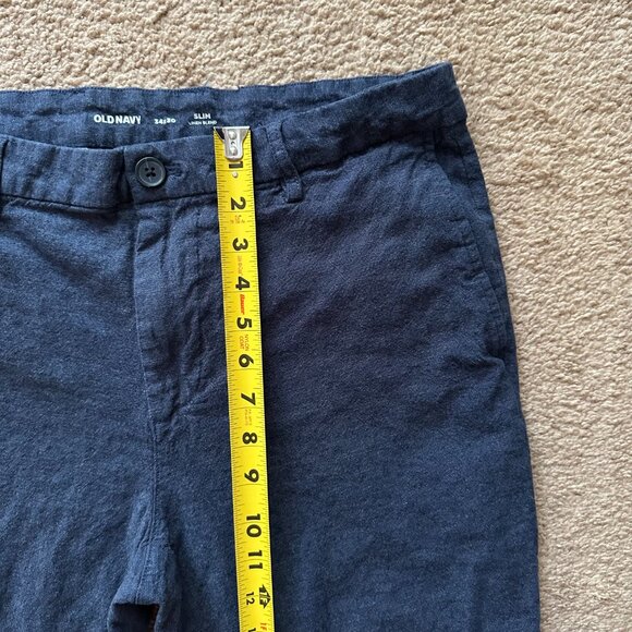 Old Navy Pants Mens 34x28 Mid Rise Linen Blend Slim Chino Navy Blue Preppy - Picture 8 of 13
